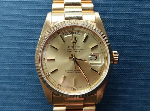 18ct gold Rolex Day/Date with original paperwork and box